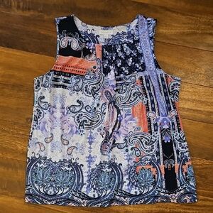 Charter Club Blue Pink Graphic Tank Top